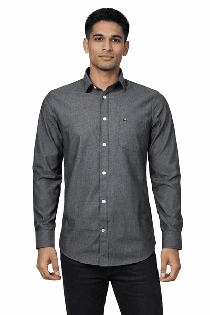 Men’s Grey Cotton Shirt | 100% Cotton Casual Wear